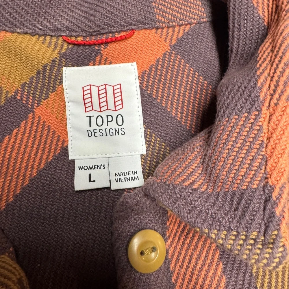 Topo Designs Women's Mountain Shirt Jacket - Orange and Brown - Picture 3 of 5